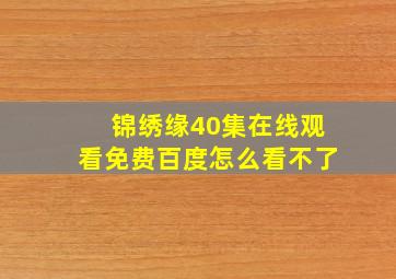 锦绣缘40集在线观看免费百度怎么看不了