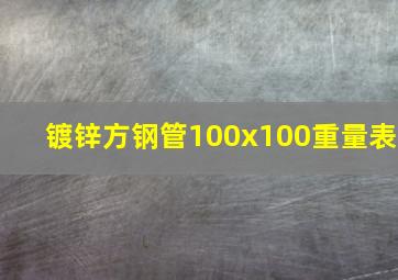 镀锌方钢管100x100重量表