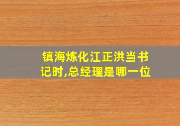 镇海炼化江正洪当书记时,总经理是哪一位