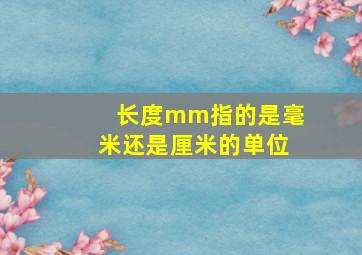 长度mm指的是毫米还是厘米的单位