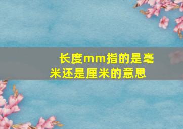 长度mm指的是毫米还是厘米的意思