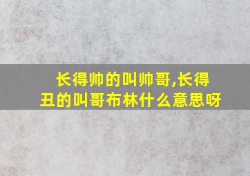 长得帅的叫帅哥,长得丑的叫哥布林什么意思呀