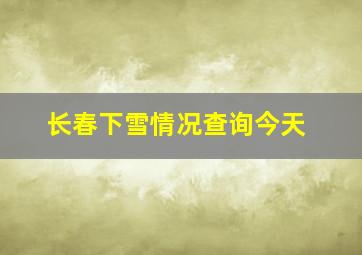 长春下雪情况查询今天