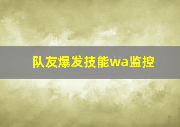 队友爆发技能wa监控