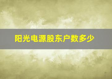 阳光电源股东户数多少