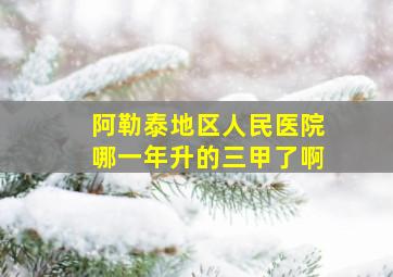 阿勒泰地区人民医院哪一年升的三甲了啊