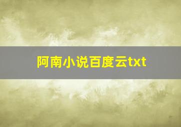 阿南小说百度云txt