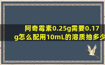 阿奇霉素0.25g需要0.17g怎么配用10mL的溶质抽多少