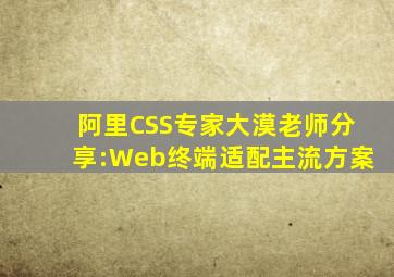 阿里CSS专家大漠老师分享:Web终端适配主流方案