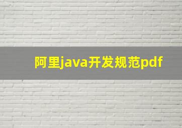 阿里java开发规范pdf