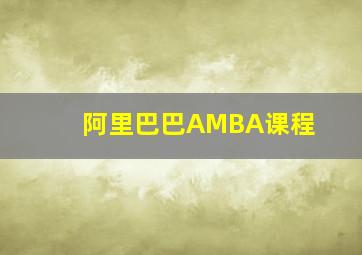 阿里巴巴AMBA课程