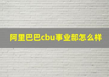 阿里巴巴cbu事业部怎么样