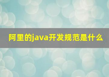 阿里的java开发规范是什么