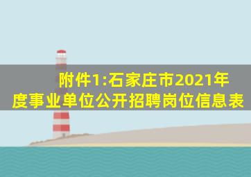 附件1:石家庄市2021年度事业单位公开招聘岗位信息表