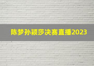 陈梦孙颖莎决赛直播2023