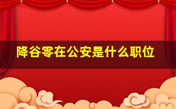 降谷零在公安是什么职位