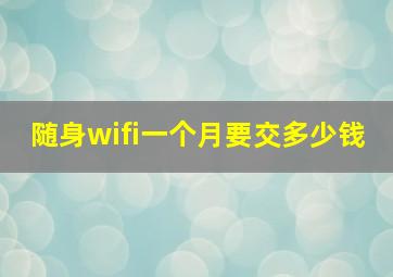 随身wifi一个月要交多少钱