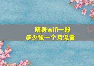 随身wifi一般多少钱一个月流量