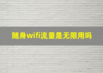 随身wifi流量是无限用吗