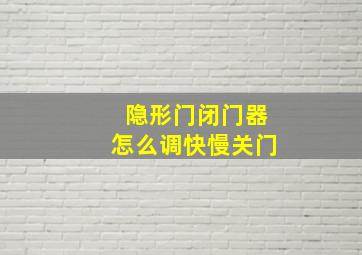 隐形门闭门器怎么调快慢关门