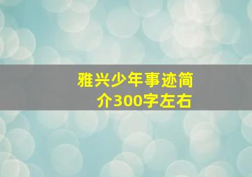 雅兴少年事迹简介300字左右