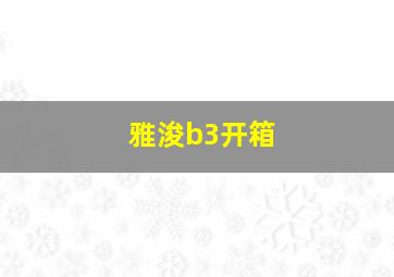 雅浚b3开箱