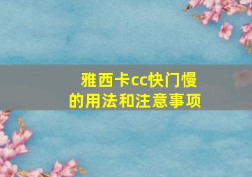 雅西卡cc快门慢的用法和注意事项