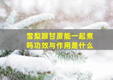 雪梨跟甘蔗能一起煮吗功效与作用是什么