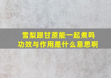 雪梨跟甘蔗能一起煮吗功效与作用是什么意思啊