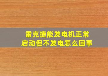 雷克捷能发电机正常启动但不发电怎么回事