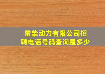 雷柴动力有限公司招聘电话号码查询是多少