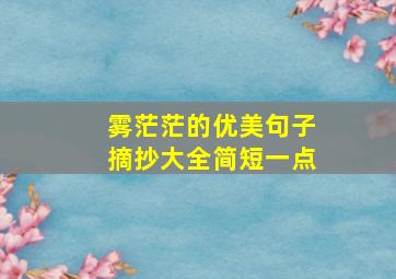 雾茫茫的优美句子摘抄大全简短一点