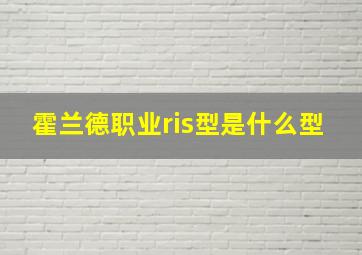 霍兰德职业ris型是什么型