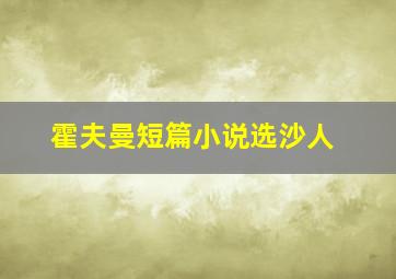 霍夫曼短篇小说选沙人