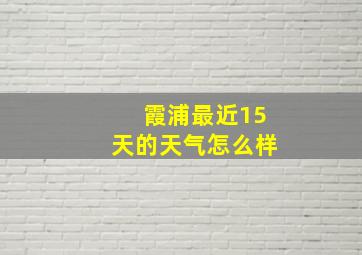 霞浦最近15天的天气怎么样