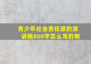 青少年社会责任感的演讲稿800字怎么写的啊