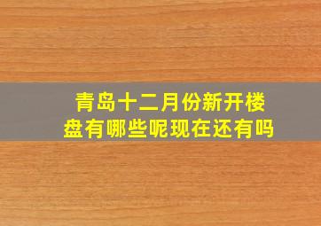 青岛十二月份新开楼盘有哪些呢现在还有吗