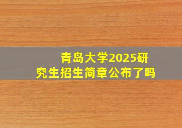 青岛大学2025研究生招生简章公布了吗