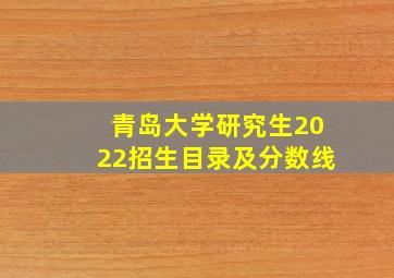 青岛大学研究生2022招生目录及分数线