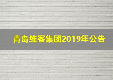 青岛维客集团2019年公告