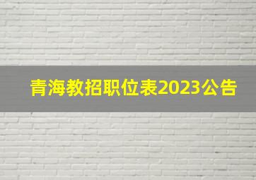 青海教招职位表2023公告