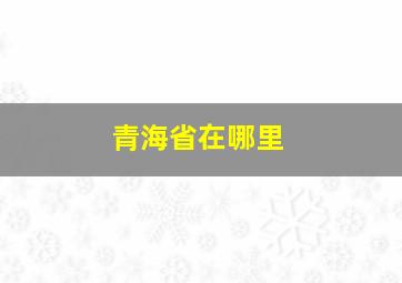 青海省在哪里