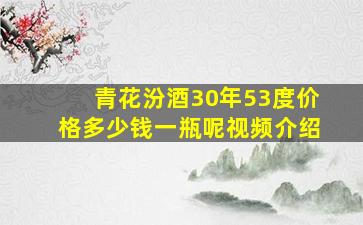 青花汾酒30年53度价格多少钱一瓶呢视频介绍