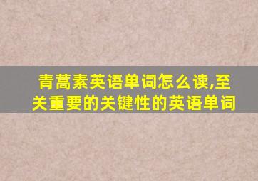 青蒿素英语单词怎么读,至关重要的关键性的英语单词