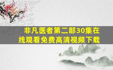 非凡医者第二部30集在线观看免费高清视频下载