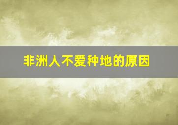 非洲人不爱种地的原因