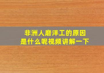 非洲人磨洋工的原因是什么呢视频讲解一下