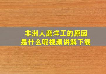 非洲人磨洋工的原因是什么呢视频讲解下载