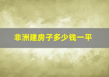 非洲建房子多少钱一平