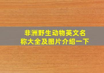 非洲野生动物英文名称大全及图片介绍一下